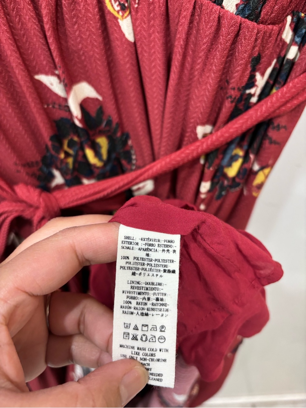 Free People Tiered Belted Floral Burgundy Maxi Dress Women’s Size 8 - Picture 12 of 12